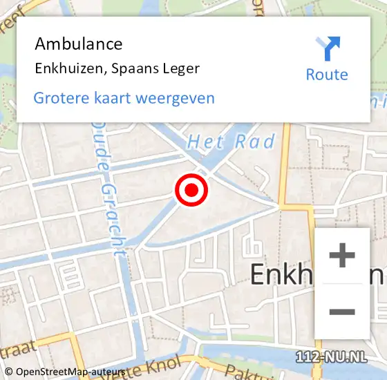 Locatie op kaart van de 112 melding: Ambulance Enkhuizen, Spaans Leger op 7 oktober 2020 17:04