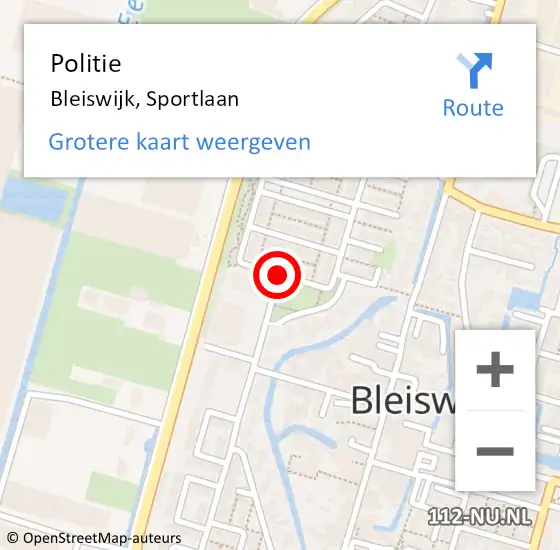 Locatie op kaart van de 112 melding: Politie Bleiswijk, Sportlaan op 7 oktober 2020 17:40