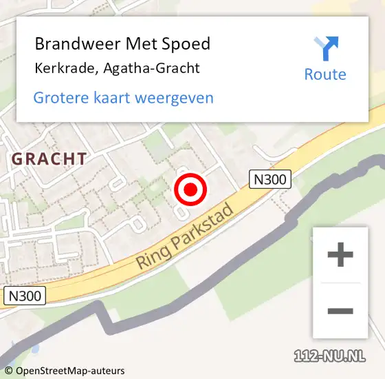 Locatie op kaart van de 112 melding: Brandweer Met Spoed Naar Kerkrade, Agatha-Gracht op 7 oktober 2020 21:31