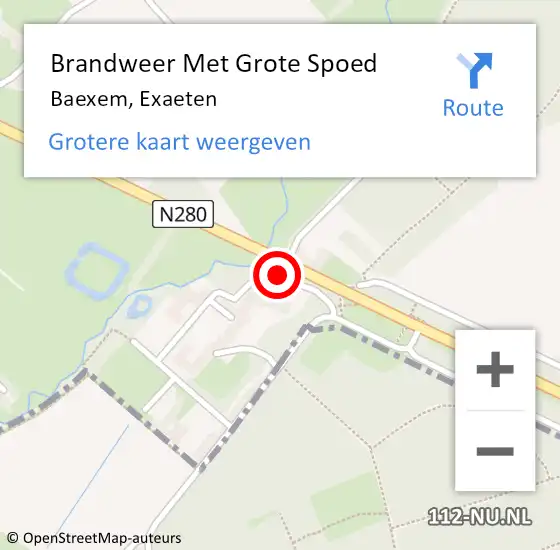 Locatie op kaart van de 112 melding: Brandweer Met Grote Spoed Naar Baexem, Exaeten op 8 oktober 2020 00:12