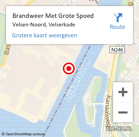 Locatie op kaart van de 112 melding: Brandweer Met Grote Spoed Naar Velsen-Noord, Velserkade op 8 oktober 2020 01:12