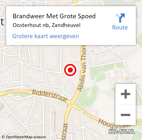 Locatie op kaart van de 112 melding: Brandweer Met Grote Spoed Naar Oosterhout nb, Zandheuvel op 8 oktober 2020 01:23