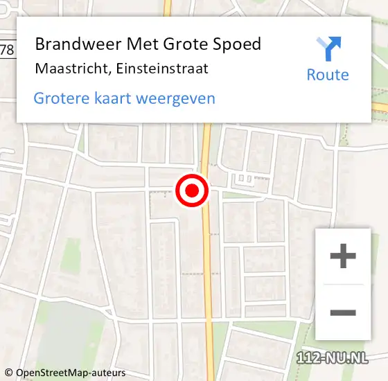 Locatie op kaart van de 112 melding: Brandweer Met Grote Spoed Naar Maastricht, Einsteinstraat op 8 oktober 2020 07:58