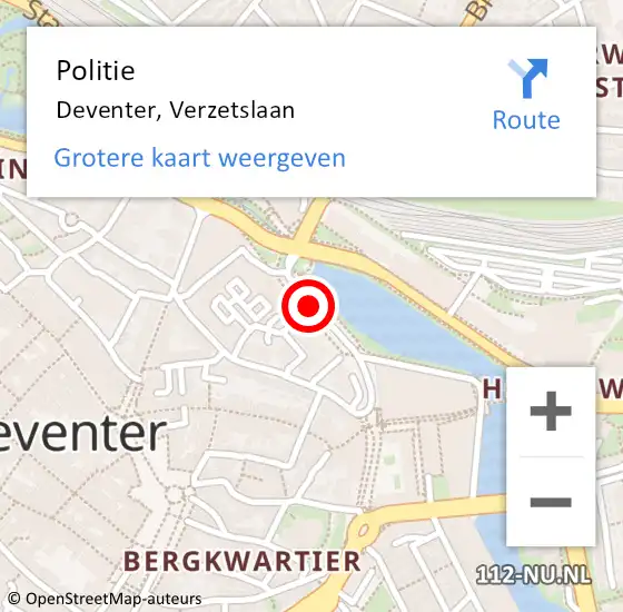 Locatie op kaart van de 112 melding: Politie Deventer, Verzetslaan op 8 oktober 2020 08:58