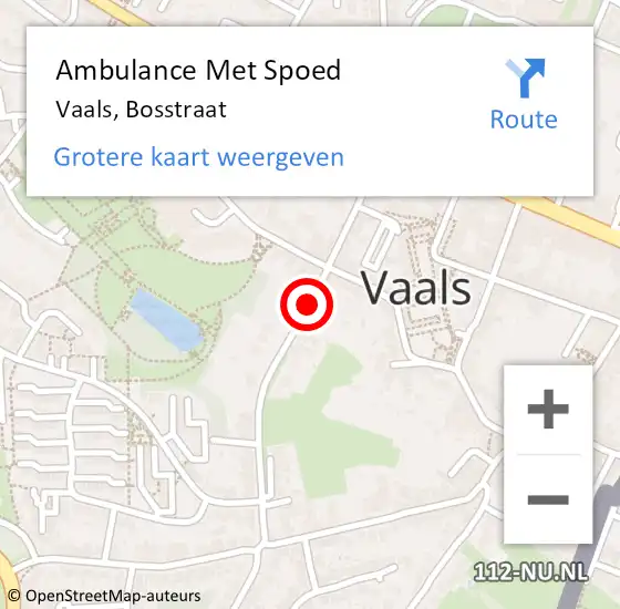 Locatie op kaart van de 112 melding: Ambulance Met Spoed Naar Vaals, Bosstraat op 8 oktober 2020 09:04