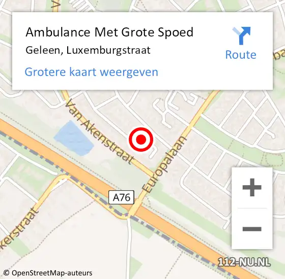 Locatie op kaart van de 112 melding: Ambulance Met Grote Spoed Naar Geleen, Luxemburgstraat op 21 mei 2014 09:37