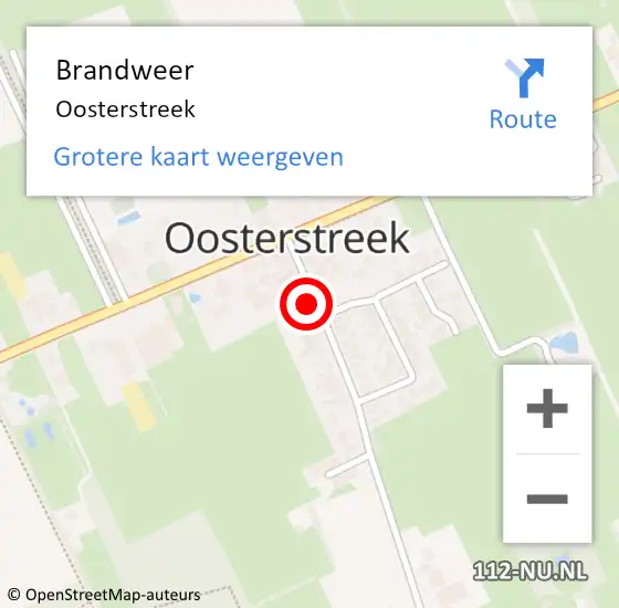 Locatie op kaart van de 112 melding: Brandweer Oosterstreek op 8 oktober 2020 09:51