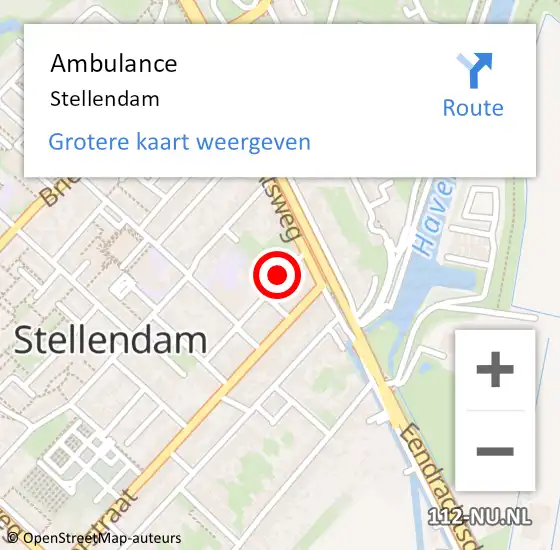Locatie op kaart van de 112 melding: Ambulance Stellendam op 8 oktober 2020 10:01