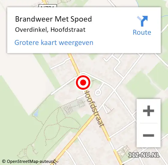 Locatie op kaart van de 112 melding: Brandweer Met Spoed Naar Overdinkel, Hoofdstraat op 8 oktober 2020 11:48