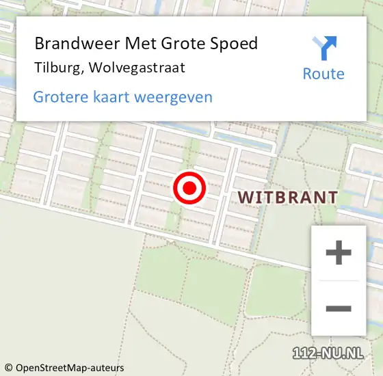 Locatie op kaart van de 112 melding: Brandweer Met Grote Spoed Naar Tilburg, Wolvegastraat op 8 oktober 2020 12:02