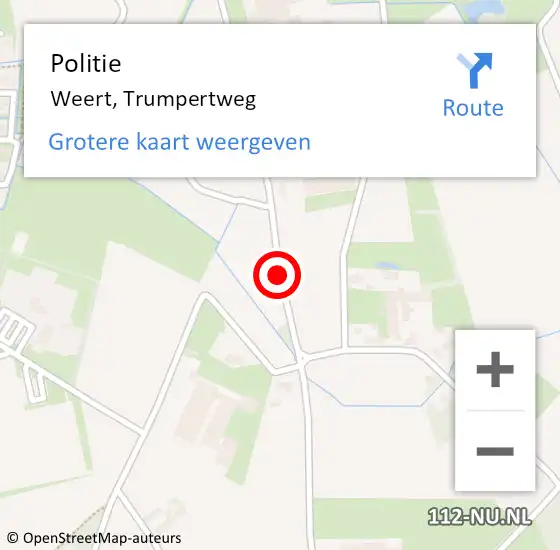 Locatie op kaart van de 112 melding: Politie Weert, Trumpertweg op 8 oktober 2020 13:41