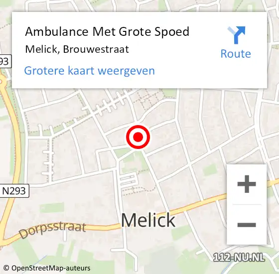 Locatie op kaart van de 112 melding: Ambulance Met Grote Spoed Naar Melick, Brouwestraat op 8 oktober 2020 15:09