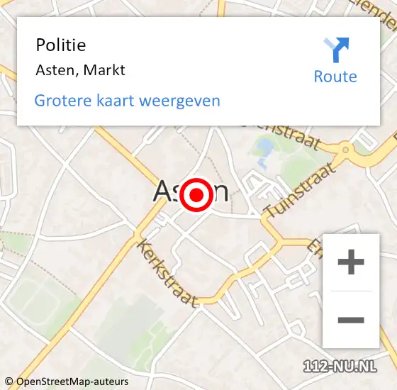 Locatie op kaart van de 112 melding: Politie Asten, Markt op 8 oktober 2020 15:39