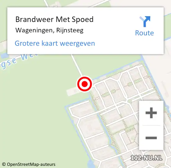 Locatie op kaart van de 112 melding: Brandweer Met Spoed Naar Wageningen, Rijnsteeg op 8 oktober 2020 18:17