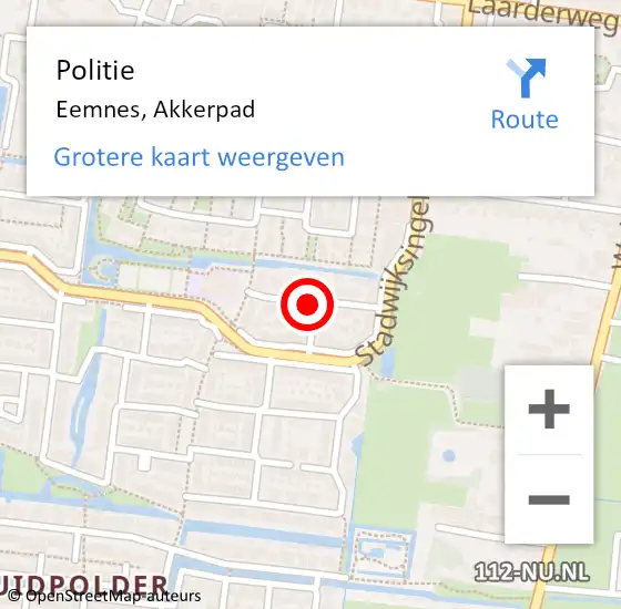 Locatie op kaart van de 112 melding: Politie Eemnes, Akkerpad op 8 oktober 2020 19:30