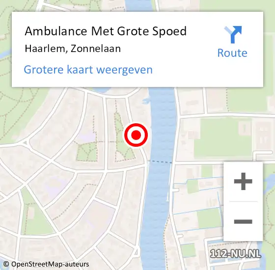 Locatie op kaart van de 112 melding: Ambulance Met Grote Spoed Naar Haarlem, Zonnelaan op 8 oktober 2020 22:20