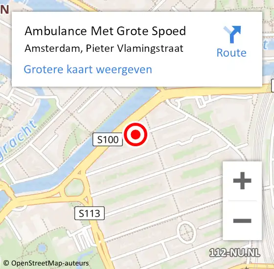 Locatie op kaart van de 112 melding: Ambulance Met Grote Spoed Naar Amsterdam, Pieter Vlamingstraat op 8 oktober 2020 23:41