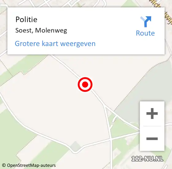 Locatie op kaart van de 112 melding: Politie Soest, Molenweg op 21 mei 2014 10:46