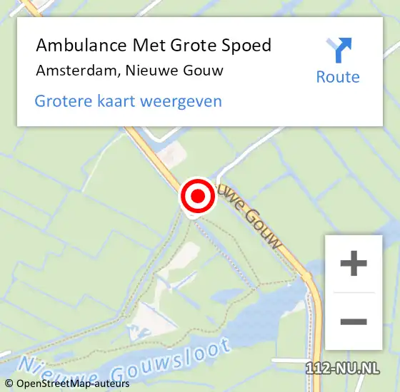 Locatie op kaart van de 112 melding: Ambulance Met Grote Spoed Naar Amsterdam, Nieuwe Gouw op 9 oktober 2020 05:39