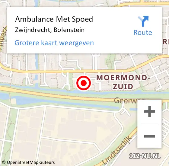 Locatie op kaart van de 112 melding: Ambulance Met Spoed Naar Zwijndrecht, Bolenstein op 9 oktober 2020 06:40