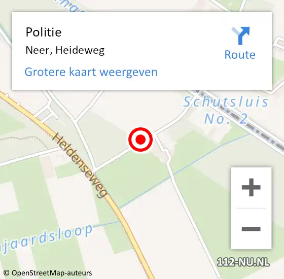 Locatie op kaart van de 112 melding: Politie Neer, Heideweg op 9 oktober 2020 07:17