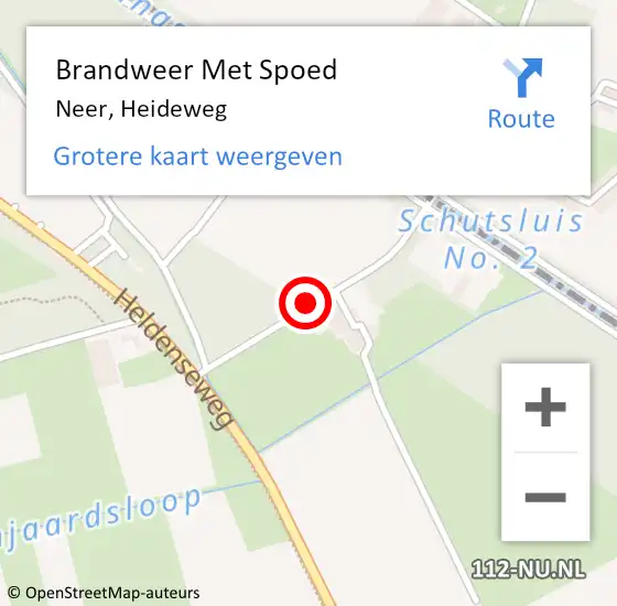 Locatie op kaart van de 112 melding: Brandweer Met Spoed Naar Neer, Heideweg op 9 oktober 2020 07:17