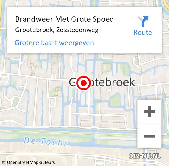 Locatie op kaart van de 112 melding: Brandweer Met Grote Spoed Naar Grootebroek, Zesstedenweg op 21 mei 2014 11:03