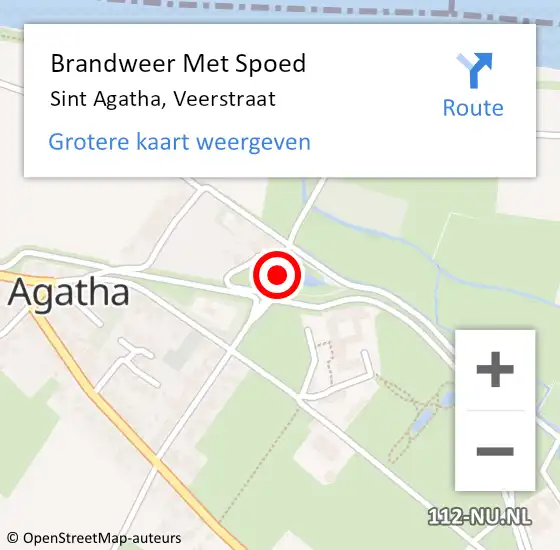 Locatie op kaart van de 112 melding: Brandweer Met Spoed Naar Sint Agatha, Veerstraat op 9 oktober 2020 09:38