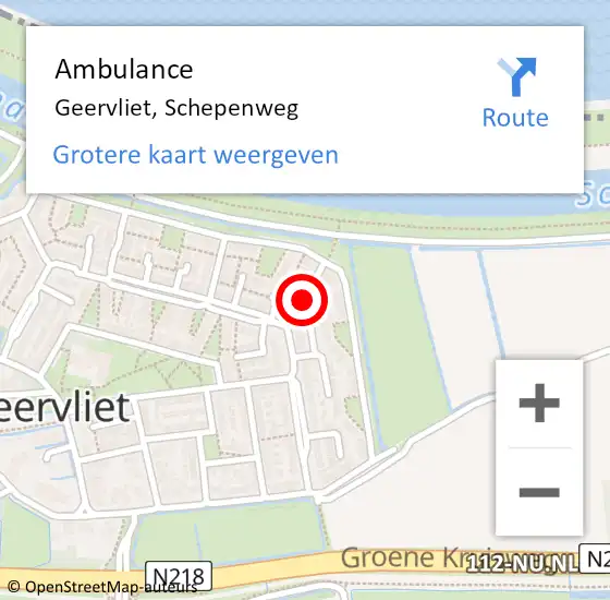 Locatie op kaart van de 112 melding: Ambulance Geervliet, Schepenweg op 9 oktober 2020 10:10