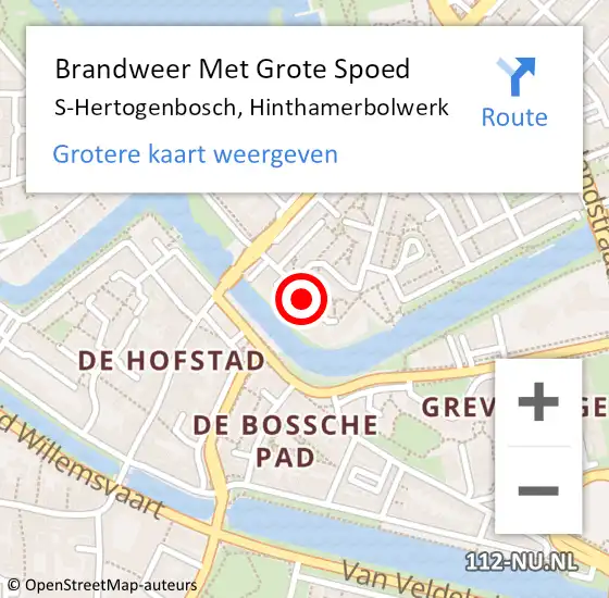 Locatie op kaart van de 112 melding: Brandweer Met Grote Spoed Naar S-Hertogenbosch, Hinthamerbolwerk op 9 oktober 2020 12:58
