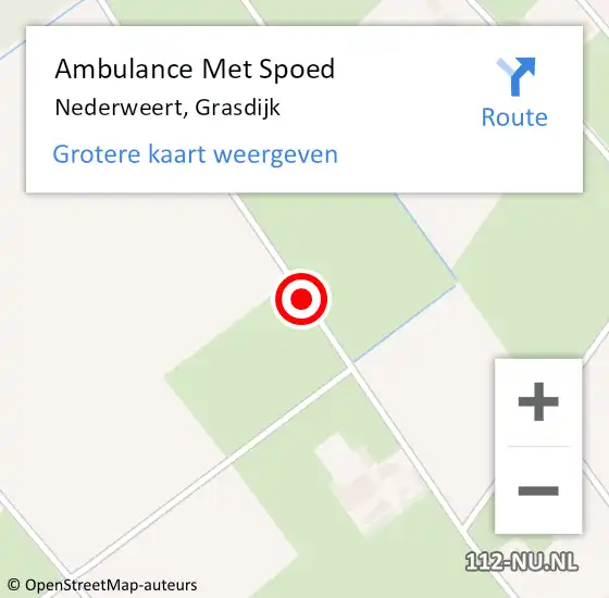 Locatie op kaart van de 112 melding: Ambulance Met Spoed Naar Nederweert, Grasdijk op 9 oktober 2020 14:23