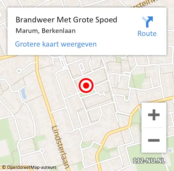 Locatie op kaart van de 112 melding: Brandweer Met Grote Spoed Naar Marum, Berkenlaan op 21 mei 2014 11:45