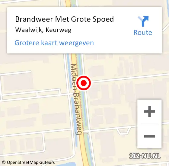 Locatie op kaart van de 112 melding: Brandweer Met Grote Spoed Naar Waalwijk, Keurweg op 9 oktober 2020 15:32