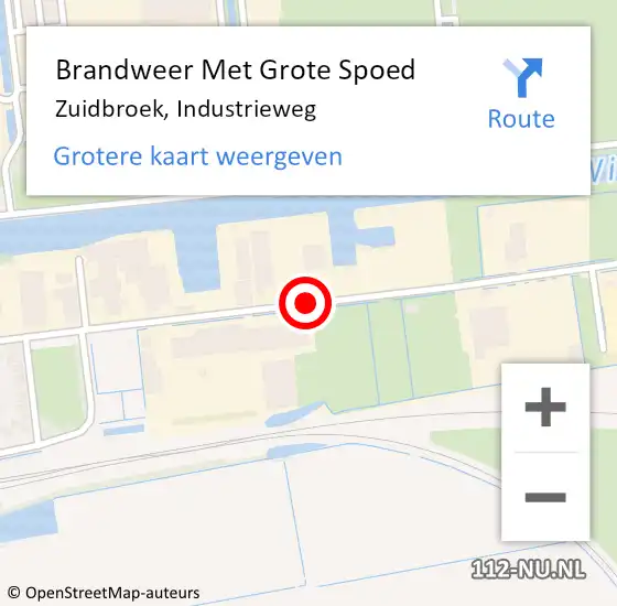 Locatie op kaart van de 112 melding: Brandweer Met Grote Spoed Naar Zuidbroek, Industrieweg op 9 oktober 2020 16:12