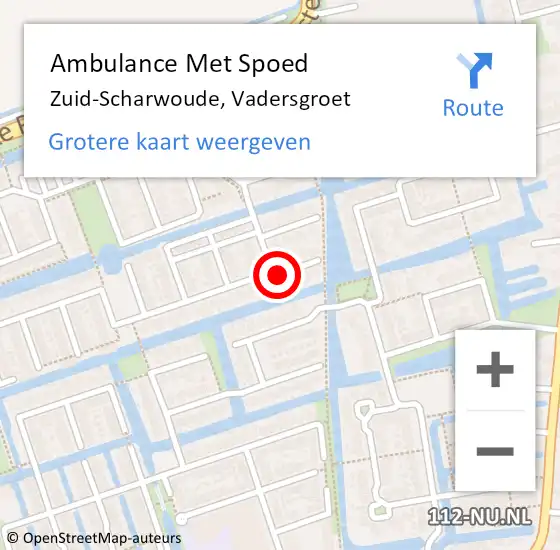 Locatie op kaart van de 112 melding: Ambulance Met Spoed Naar Zuid-Scharwoude, Vadersgroet op 9 oktober 2020 17:40