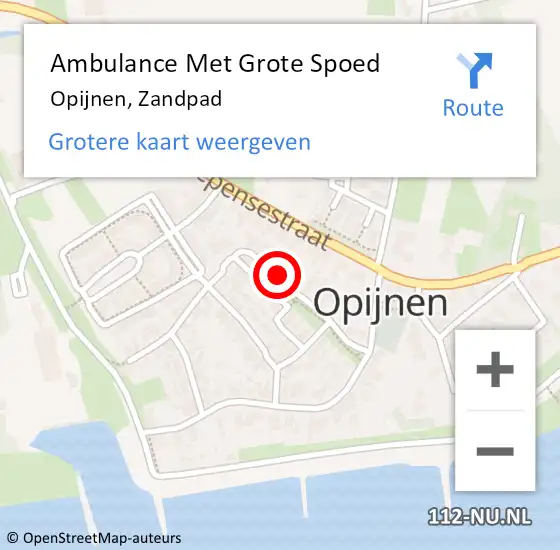 Locatie op kaart van de 112 melding: Ambulance Met Grote Spoed Naar Opijnen, Zandpad op 9 oktober 2020 18:10