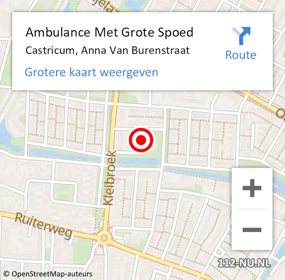 Locatie op kaart van de 112 melding: Ambulance Met Grote Spoed Naar Castricum, Anna Van Burenstraat op 9 oktober 2020 18:11