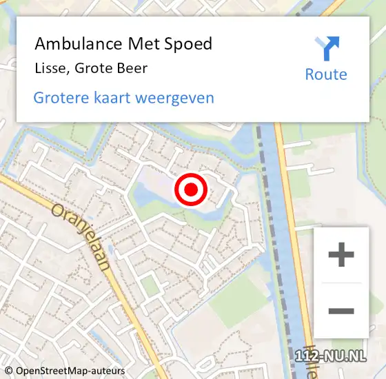 Locatie op kaart van de 112 melding: Ambulance Met Spoed Naar Lisse, Grote Beer op 9 oktober 2020 18:17