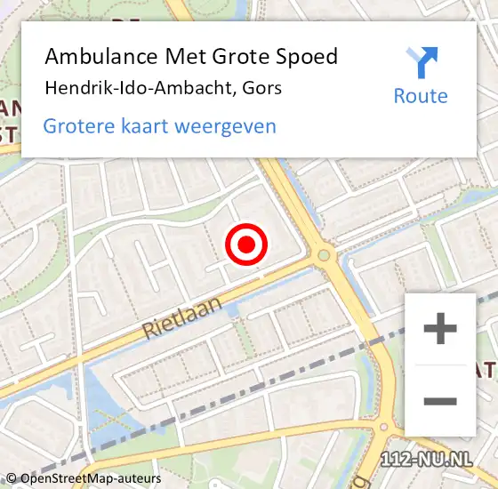 Locatie op kaart van de 112 melding: Ambulance Met Grote Spoed Naar Hendrik-Ido-Ambacht, Gors op 9 oktober 2020 18:51