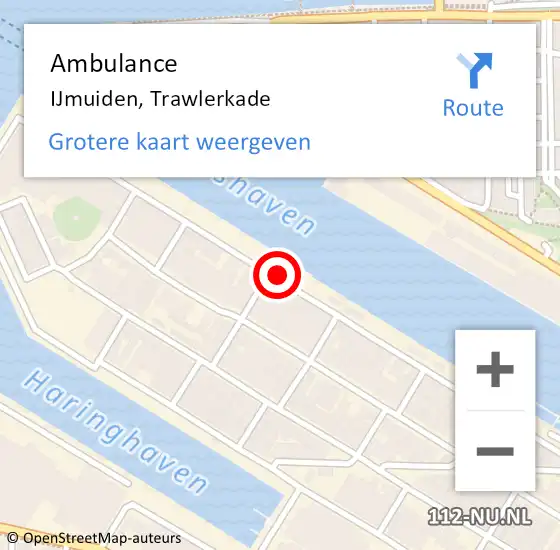 Locatie op kaart van de 112 melding: Ambulance IJmuiden, Trawlerkade op 9 oktober 2020 19:32