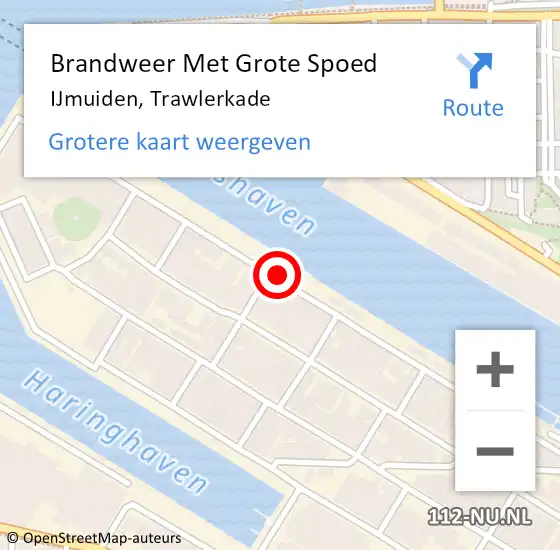 Locatie op kaart van de 112 melding: Brandweer Met Grote Spoed Naar IJmuiden, Trawlerkade op 9 oktober 2020 19:32