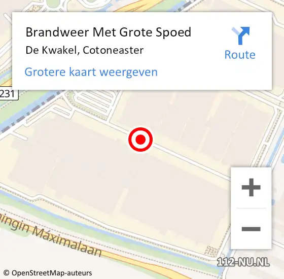 Locatie op kaart van de 112 melding: Brandweer Met Grote Spoed Naar De Kwakel, Cotoneaster op 9 oktober 2020 20:35