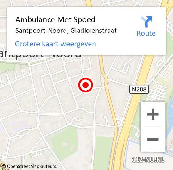 Locatie op kaart van de 112 melding: Ambulance Met Spoed Naar Santpoort-Noord, Gladiolenstraat op 9 oktober 2020 21:12