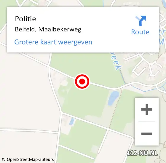 Locatie op kaart van de 112 melding: Politie Belfeld, Maalbekerweg op 9 oktober 2020 22:26