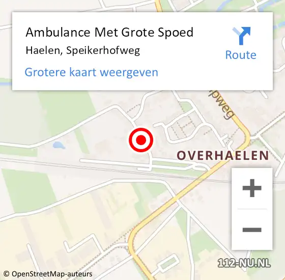 Locatie op kaart van de 112 melding: Ambulance Met Grote Spoed Naar Haelen, Speikerhofweg op 9 oktober 2020 22:33