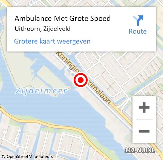 Locatie op kaart van de 112 melding: Ambulance Met Grote Spoed Naar Uithoorn, Zijdelveld op 9 oktober 2020 22:42