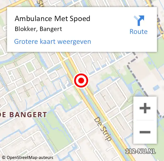 Locatie op kaart van de 112 melding: Ambulance Met Spoed Naar Blokker, Bangert op 9 oktober 2020 22:47