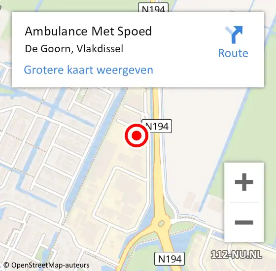 Locatie op kaart van de 112 melding: Ambulance Met Spoed Naar De Goorn, Vlakdissel op 21 mei 2014 12:29