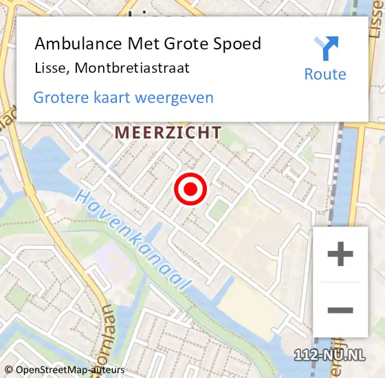 Locatie op kaart van de 112 melding: Ambulance Met Grote Spoed Naar Lisse, Montbretiastraat op 9 oktober 2020 23:19