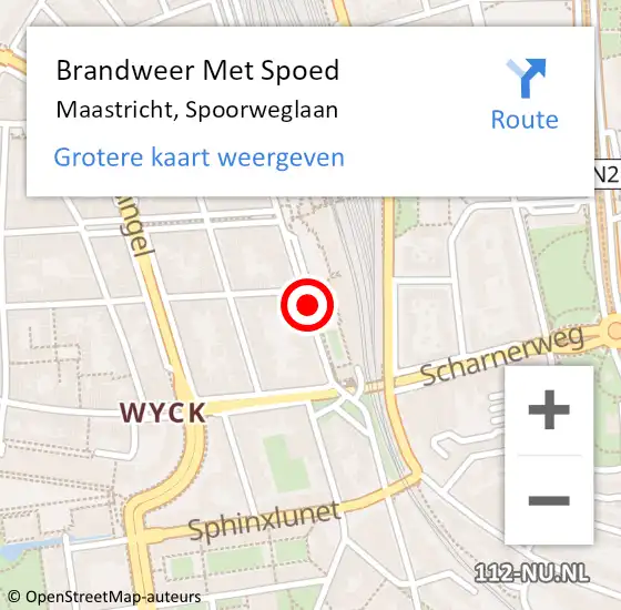 Locatie op kaart van de 112 melding: Brandweer Met Spoed Naar Maastricht, Spoorweglaan op 10 oktober 2020 03:38